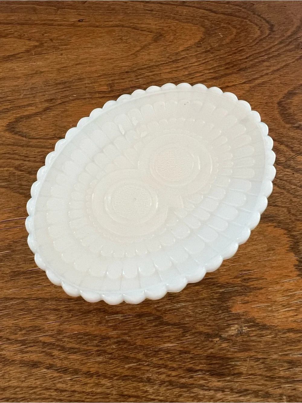 Vintage Avon Milk Glass Footed Soap Dish with Owl Design White Pedestal